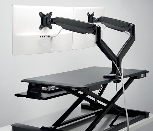 Kensington SmartFit One Touch Height Adjustable Dual Monitor Arm Black Kensington SmartFit One Touch Height Adjustable Dual Monitor Arm Black