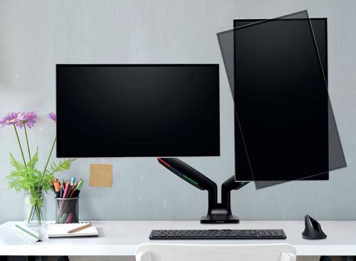 Kensington SmartFit One Touch Height Adjustable Dual Monitor Arm Black Kensington SmartFit One Touch Height Adjustable Dual Monitor Arm Black