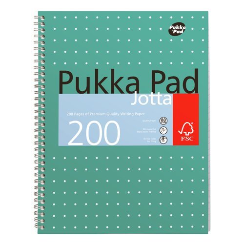 Pukka Pad Jotta A4 Wirebound Card Cover Notebook Ruled 200 Pages Metallic Green (Pack 3)