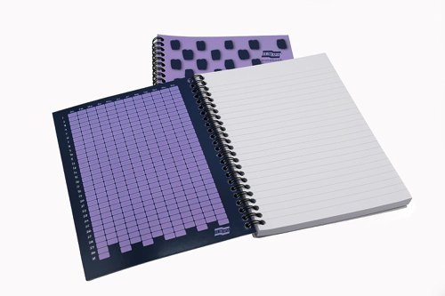 Europa Splash A5 Notepad Wirebound 160 Pages 80gsm FSC Paper Ruled Punched 4 Holes Purple (Pack 3)