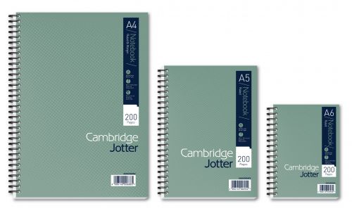 Cambridge Jotter A5 Wirebound Card Cover Notebook Ruled 200 Pages Metallic Green (Pack 3)