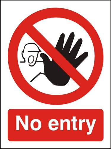SECO Prohibition Safety Sign No Entry Self Adhesive Vinyl 150 x 200mm