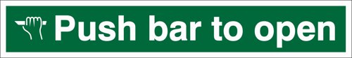 SECO Safe Procedure Safety Sign Push Bar To Open Semi Rigid Plastic 300 x 50mm