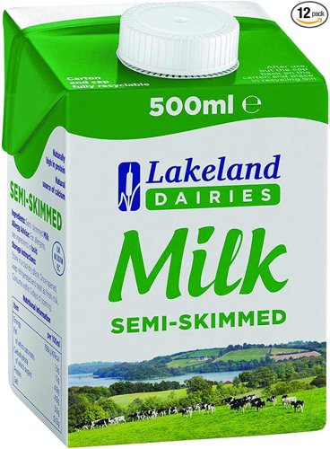 Lakeland UHT Semi Skimmed Milk 500ml (Pack 12)