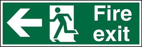 SECO Safe Procedure Safety Sign Fire Exit Man Running and Arrow Pointing Left Self Adhesive Vinyl 450 x 150mm SECO Safe Procedure Safety Sign Fire Exit Man Running and Arrow Pointing Left Self Adhesive Vinyl 450 x 150mm