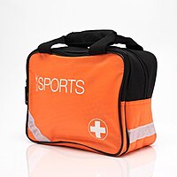 Blue Dot Medium Sports First Aid Kit in an Orange Bag