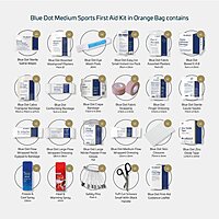 Blue Dot Medium Sports First Aid Kit in an Orange Bag