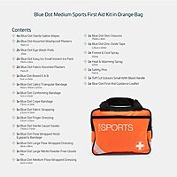 Blue Dot Medium Sports First Aid Kit in an Orange Bag