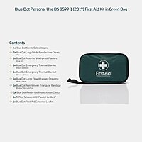 Blue Dot BS 8599-1 (2019) Personal Use First-Aid Kit In Green Zipped Bag Blue Dot BS 8599-1 (2019) Personal Use First-Aid Kit In Green Zipped Bag