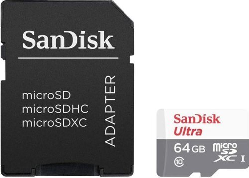 SanDisk Ultra 64GB Class 10 MicroSDXC Memory Card. Adaptor Not Included. SanDisk Ultra 64GB Class 10 MicroSDXC Memory Card. Adaptor Not Included.